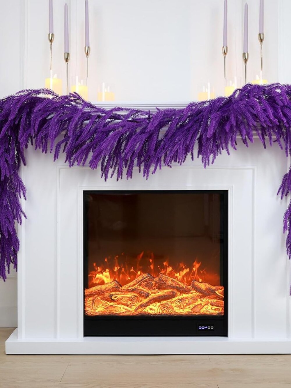 Purple Artificial Pine Garland Swag for Mantle, Table, Centerpiece, Staircase